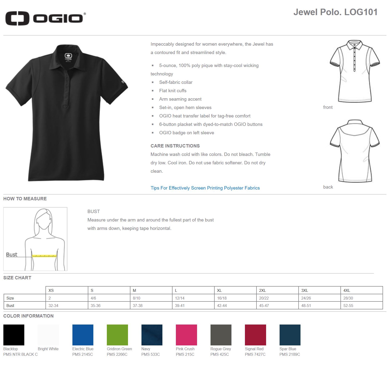OGIO Jewel Polo LOG101 - Undaunted Clothing Product Designer
