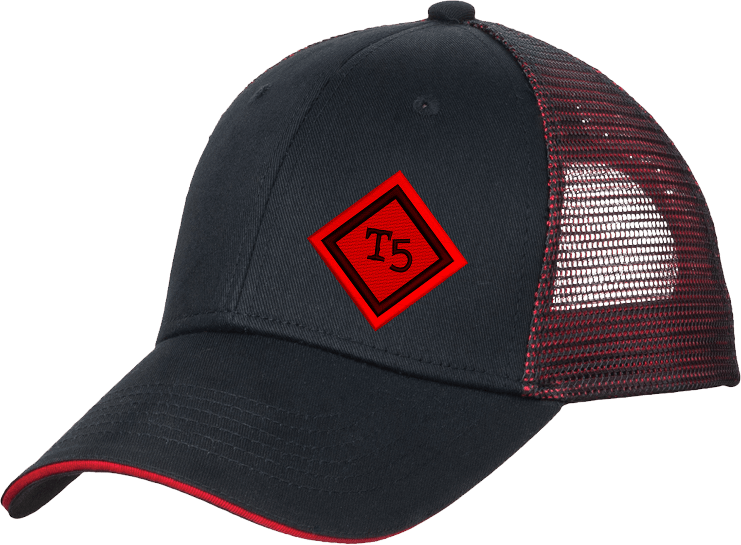 Team 5 diamond hat black / red side view