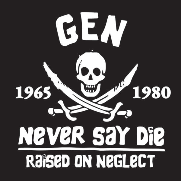 Gen X Never Say Die Back Logo